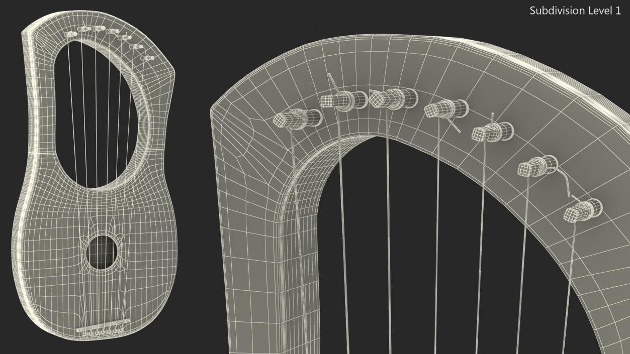 Ancient Greece Style Lyre Harp Mahogany 3D model