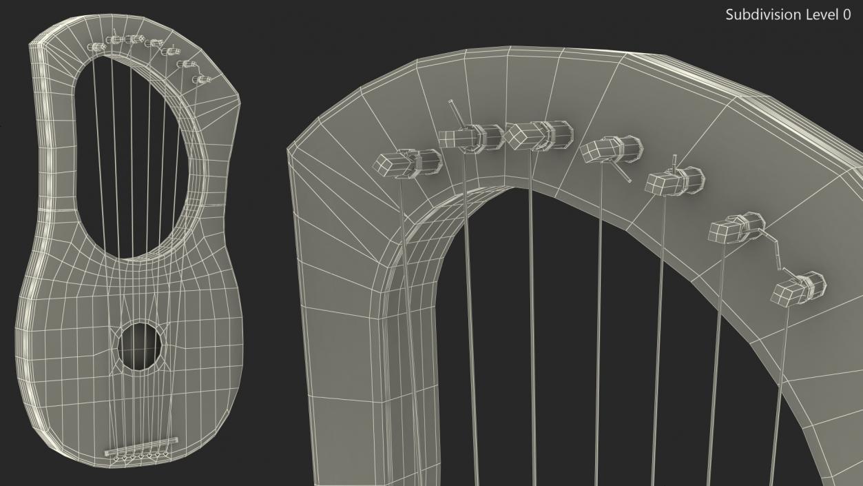 Ancient Greece Style Lyre Harp Mahogany 3D model