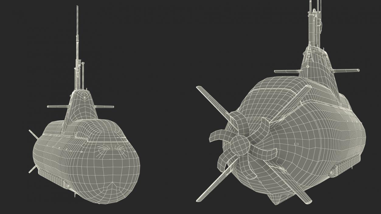 Diesel Submarine HDW Class 212A Half Wet Rigged 3D