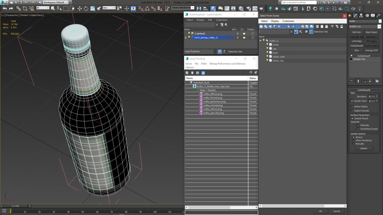 3D model Vodka 1L Bottle