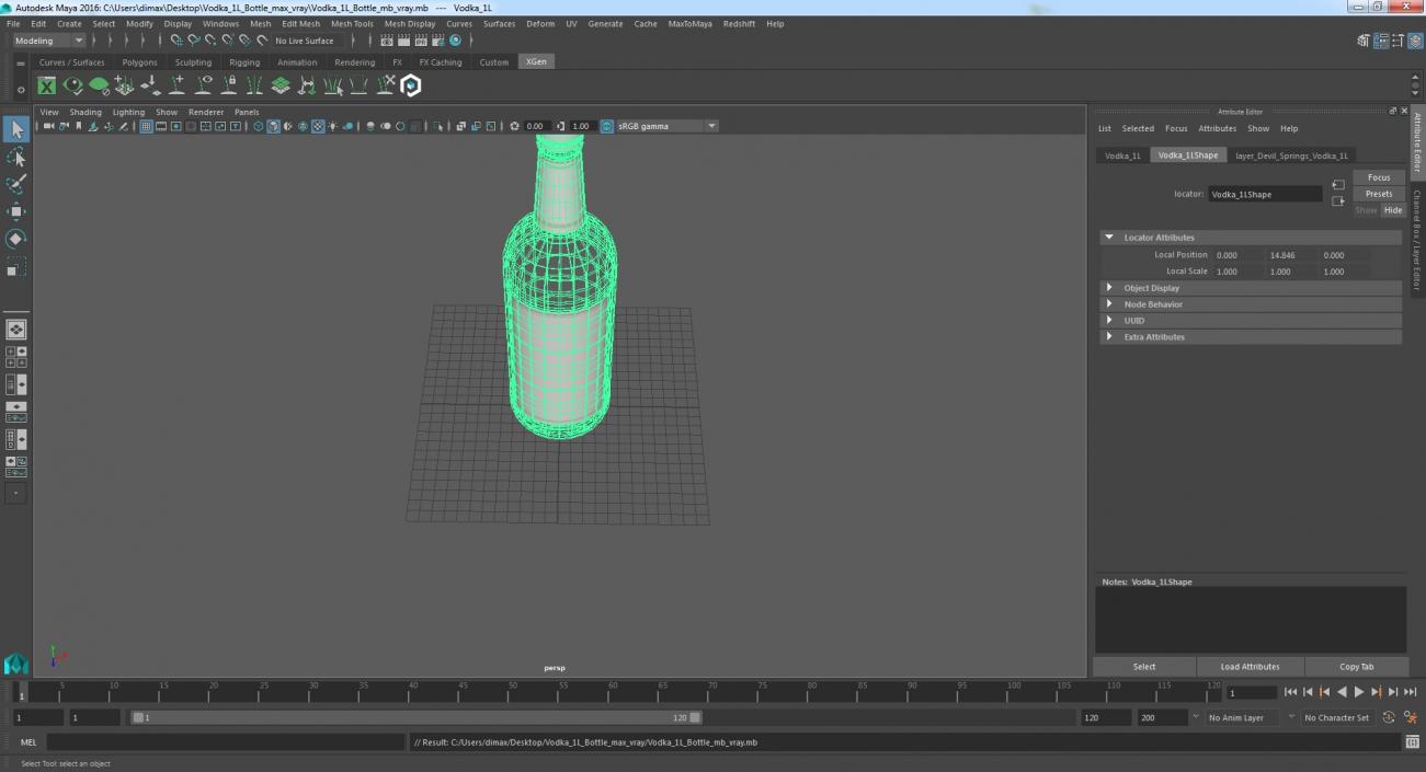 3D model Vodka 1L Bottle