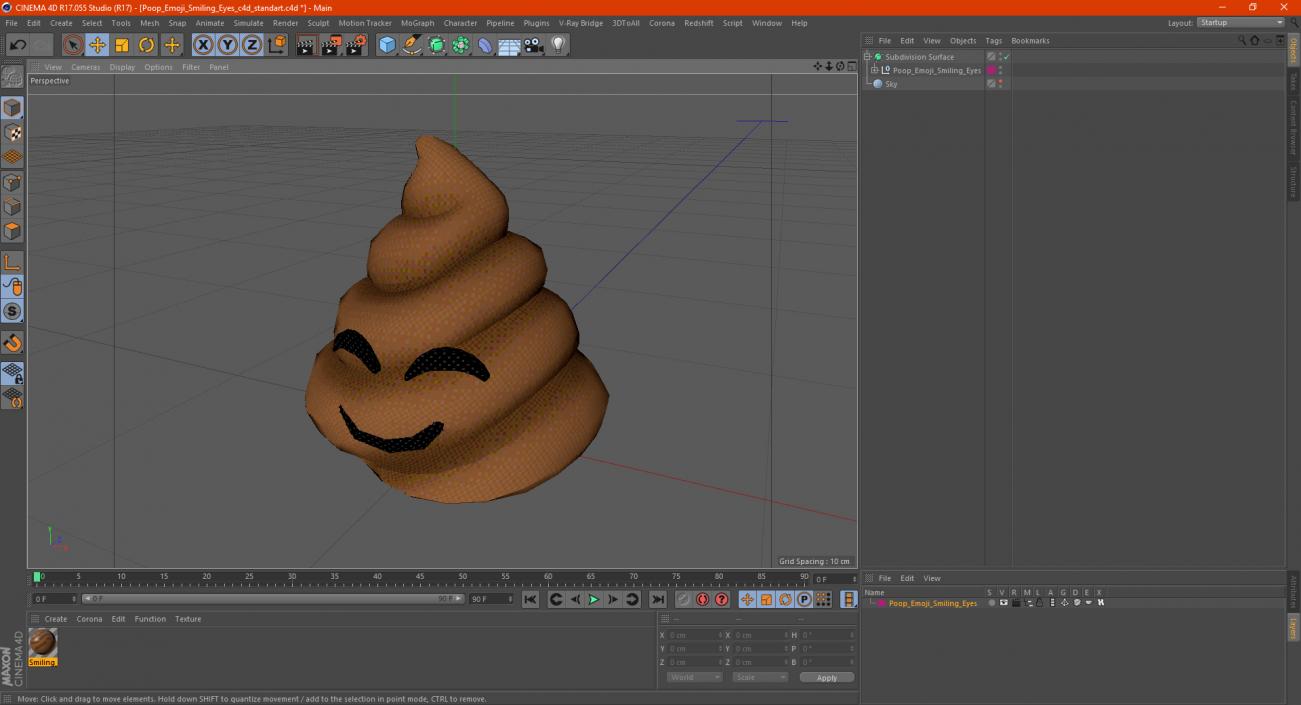 3D Poop Emoji Smiling Eyes model