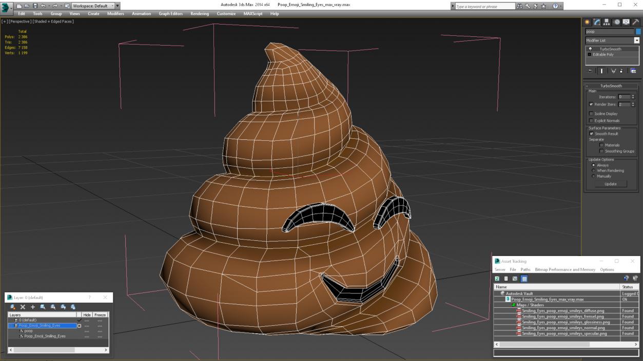 3D Poop Emoji Smiling Eyes model