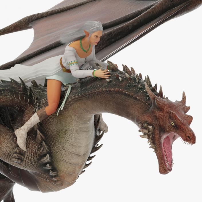 3D Fantasy Elf Princess Riding Dragon with Fur model