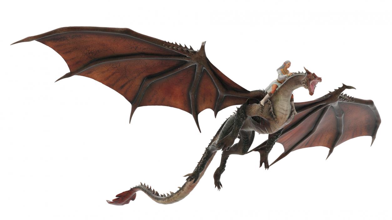 3D Fantasy Elf Princess Riding Dragon with Fur model