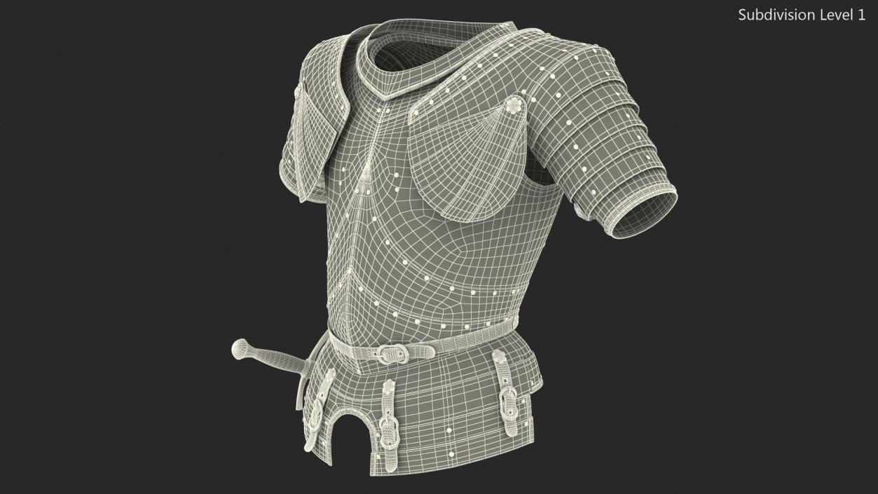 3D Medieval Knight Black Gold Chest Armor model