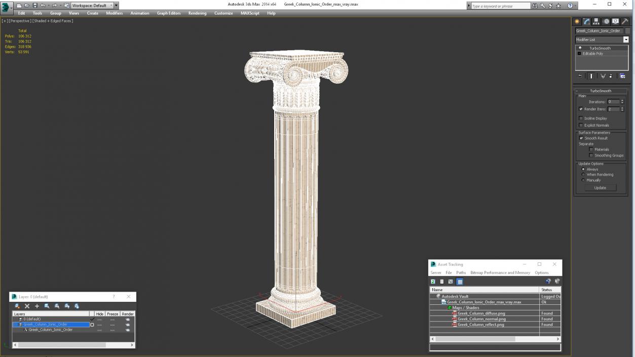 Greek Column Ionic Order 3D model