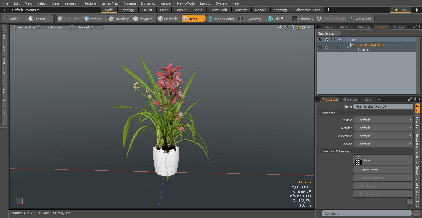 3D model Pink Orchid Pot