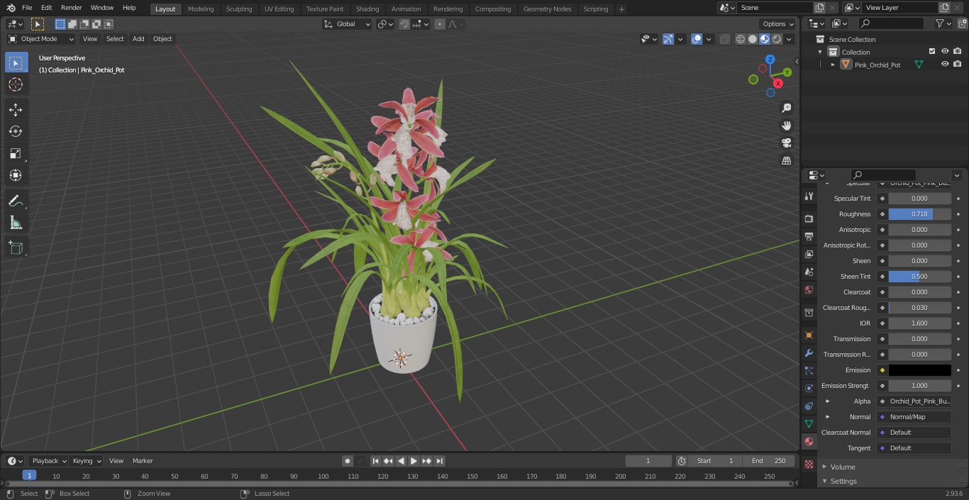 3D model Pink Orchid Pot