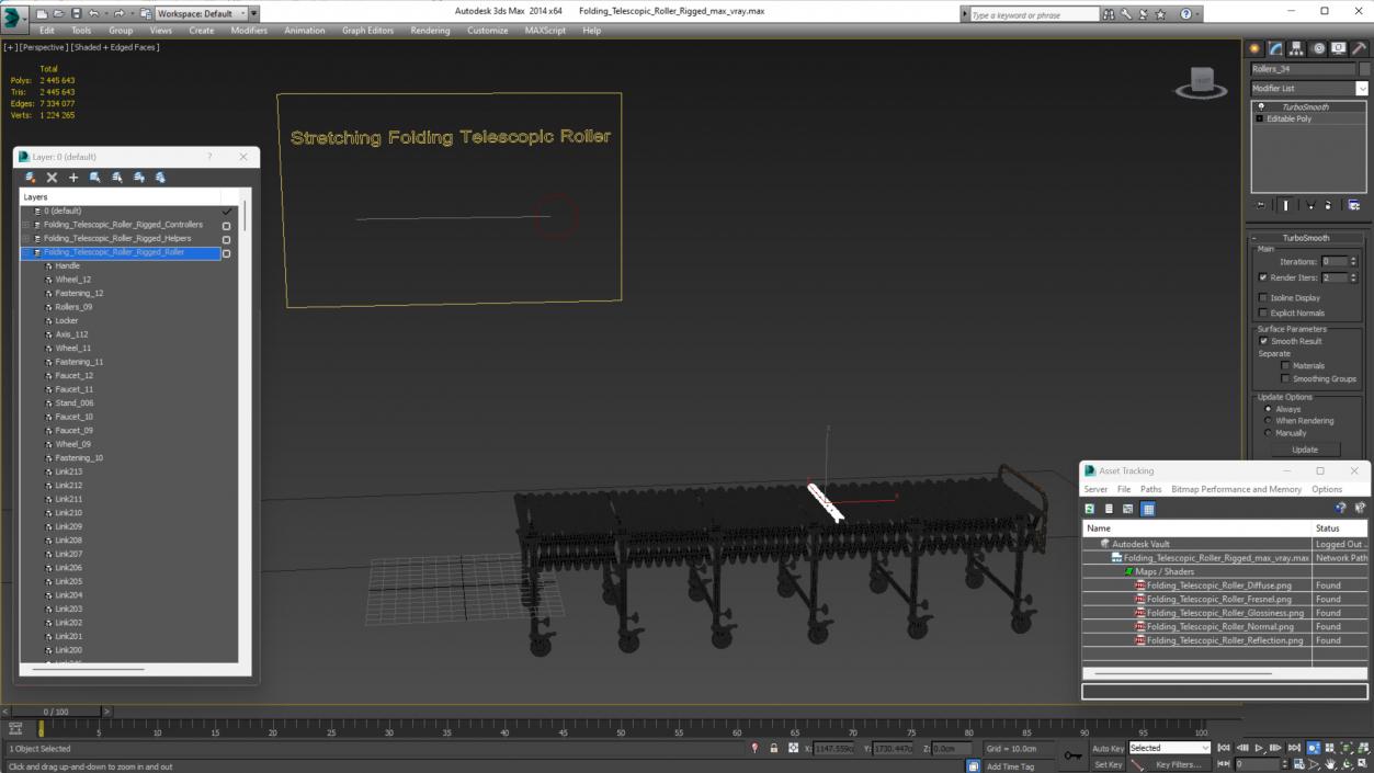 Folding Telescopic Roller Rigged 3D