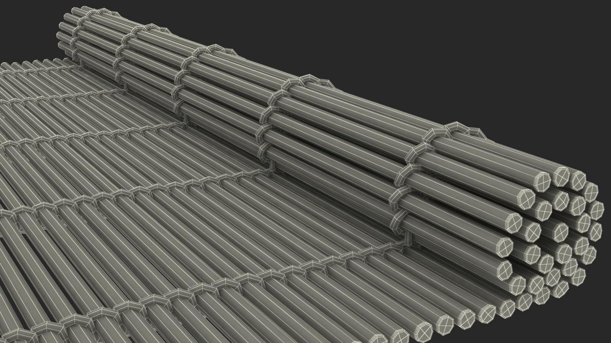 3D Bamboo Sushi Mat Half Rolled model