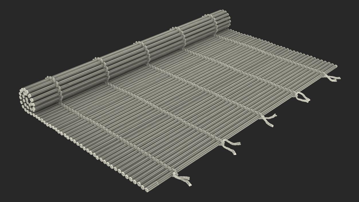 3D Bamboo Sushi Mat Half Rolled model