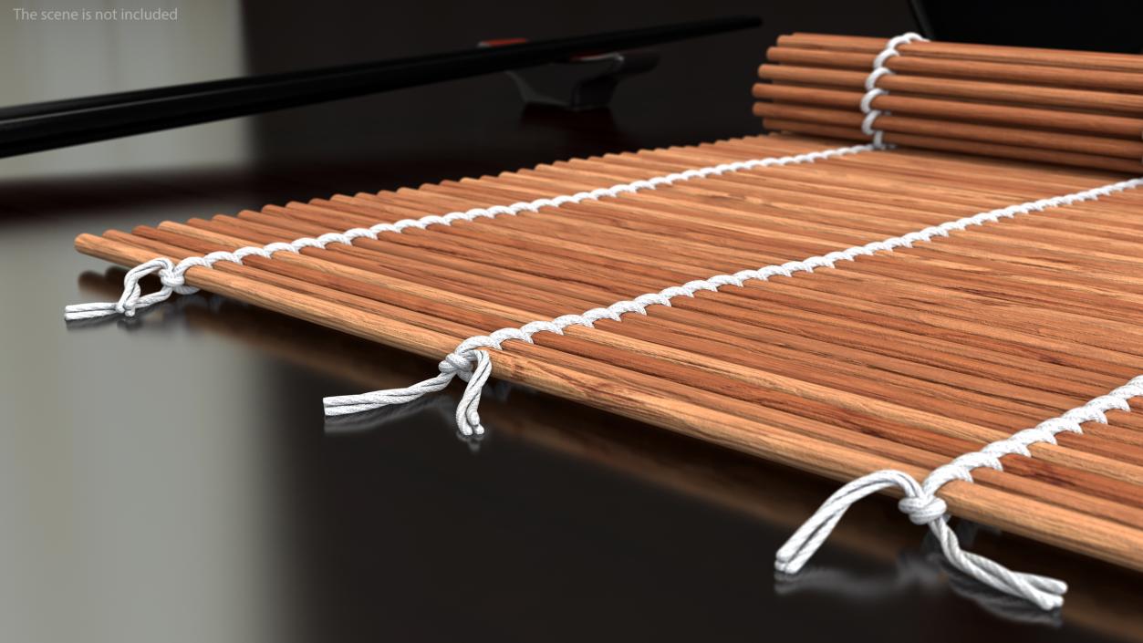 3D Bamboo Sushi Mat Half Rolled model