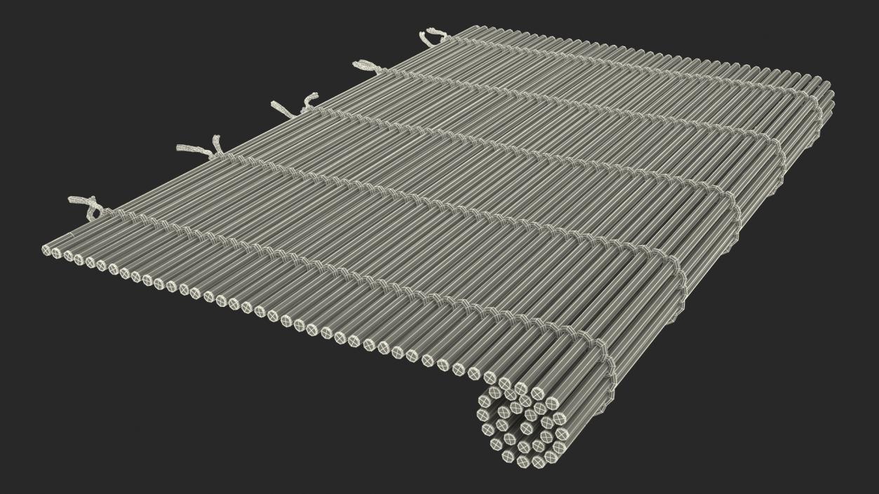 3D Bamboo Sushi Mat Half Rolled model