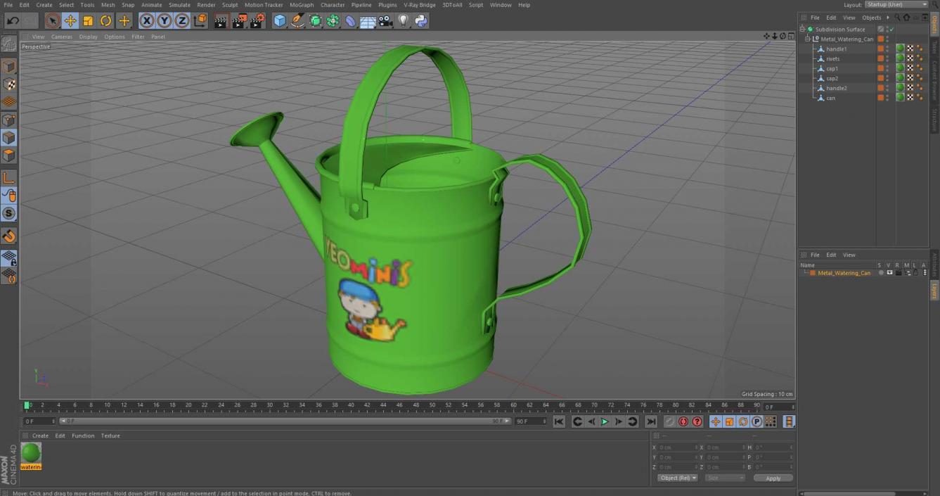 3D Metal Watering Can model