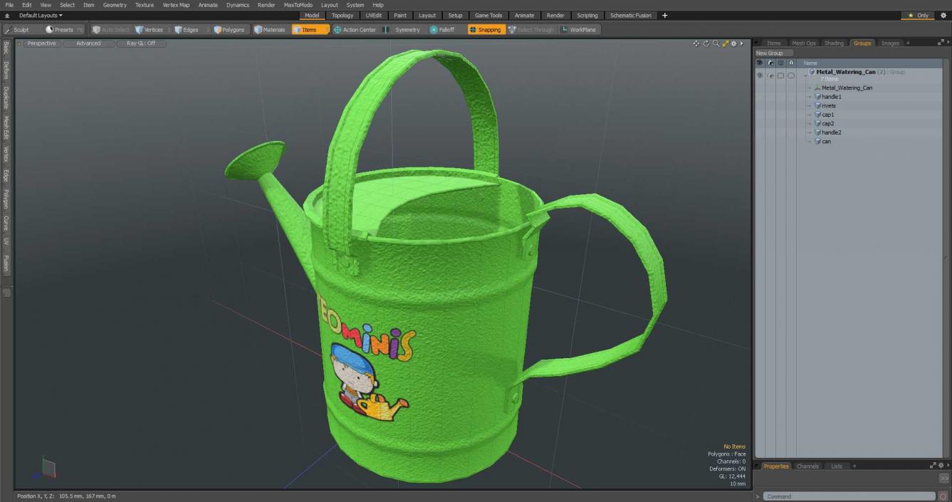 3D Metal Watering Can model