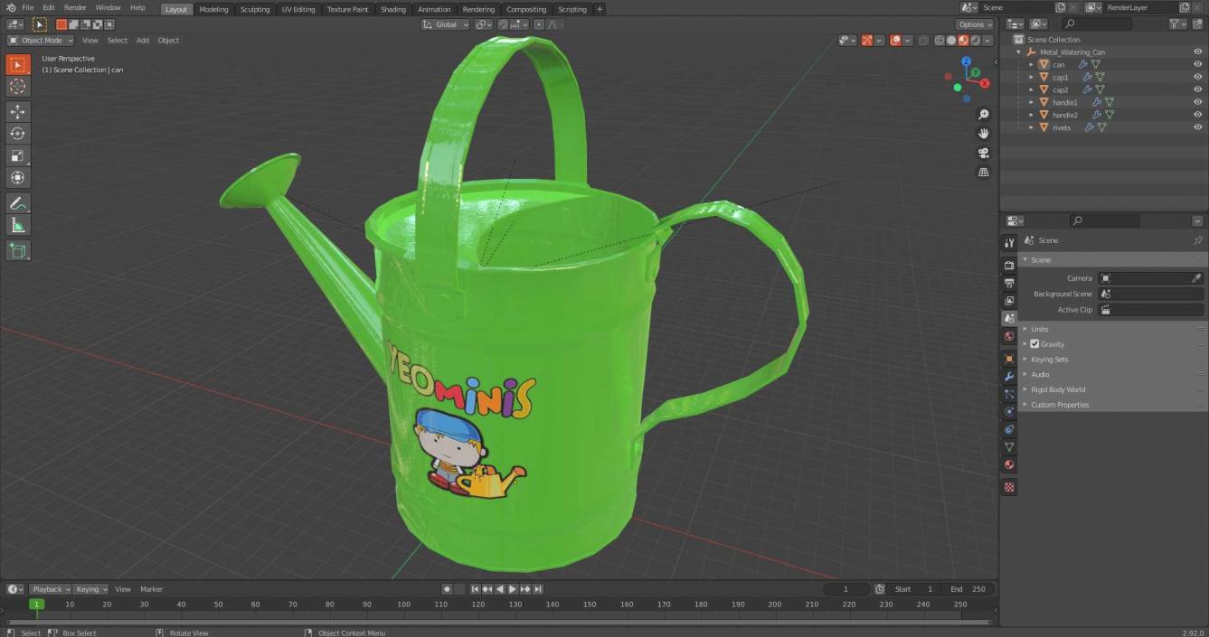 3D Metal Watering Can model