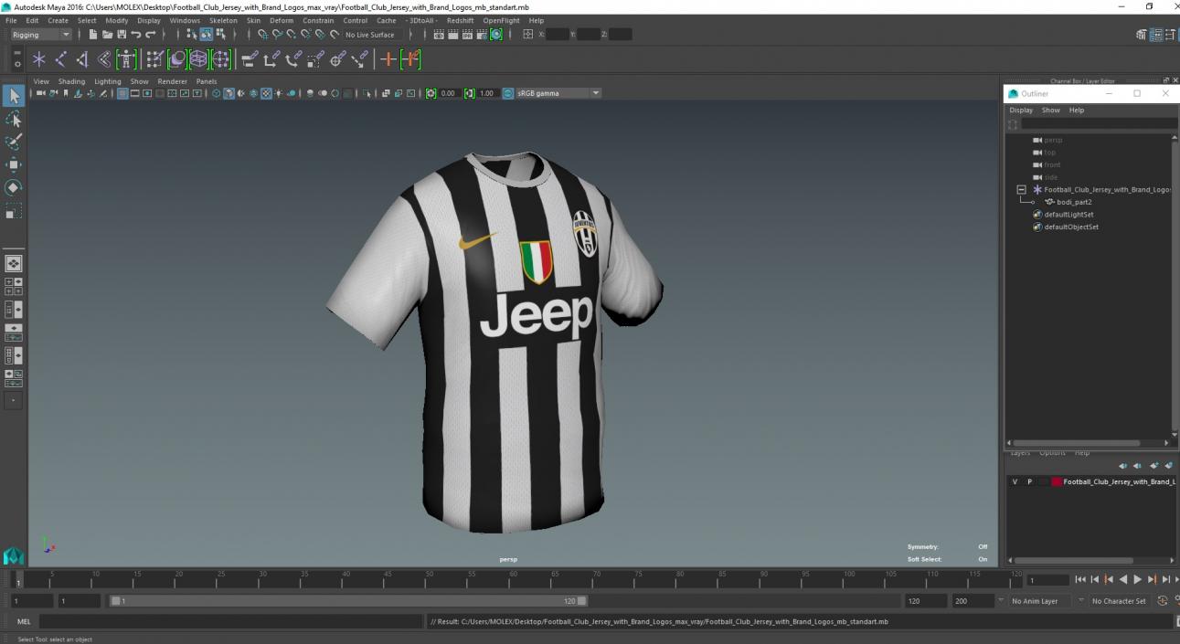 Football Club Jersey with Brand Logos 3D