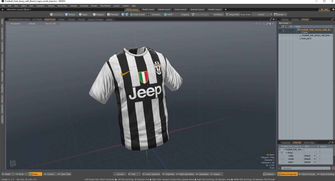 Football Club Jersey with Brand Logos 3D