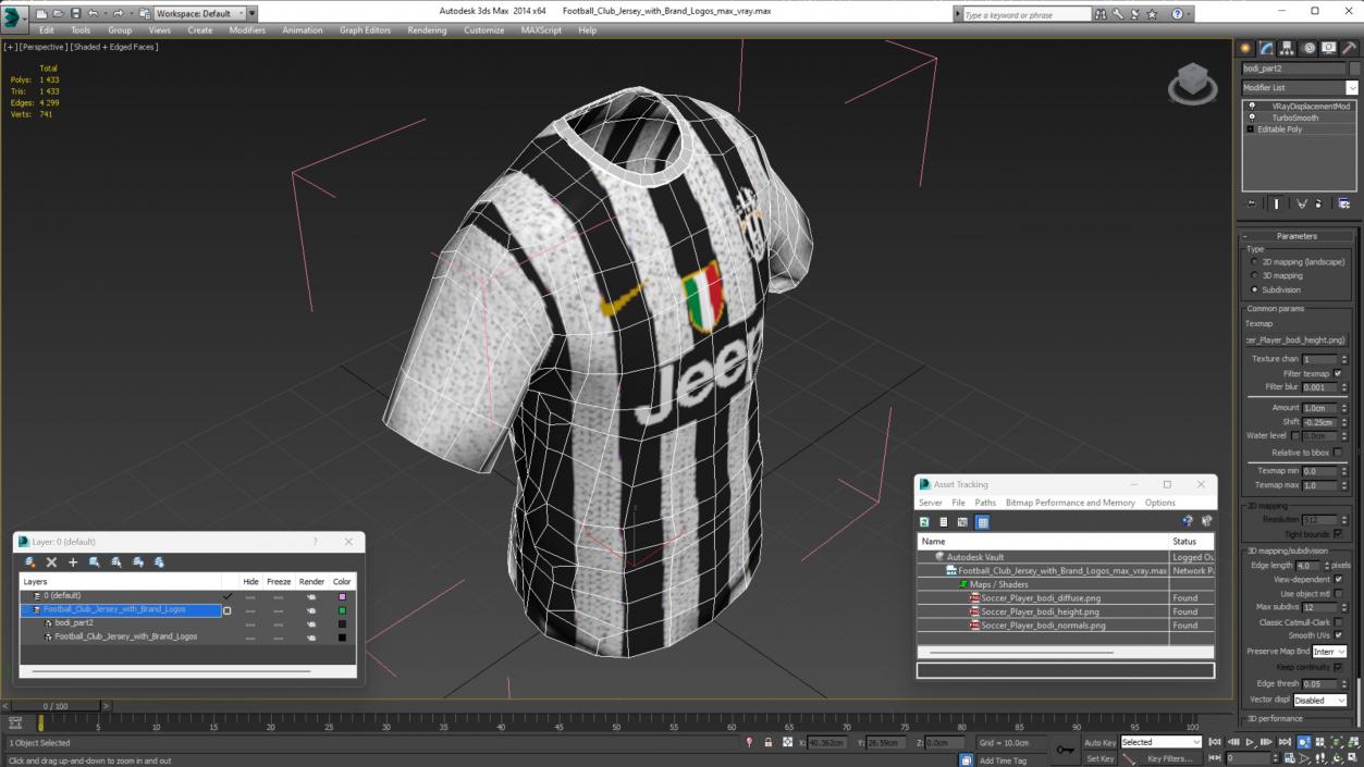 Football Club Jersey with Brand Logos 3D