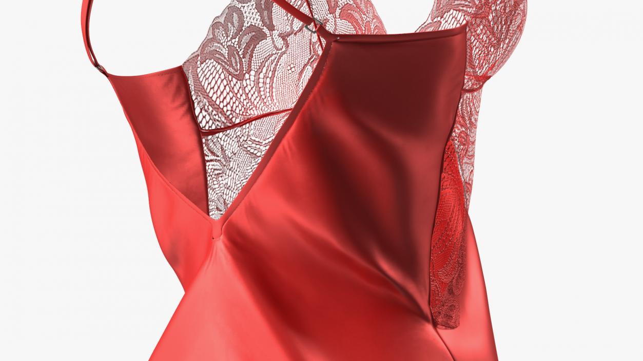 Lace Women Chemise Red 3D