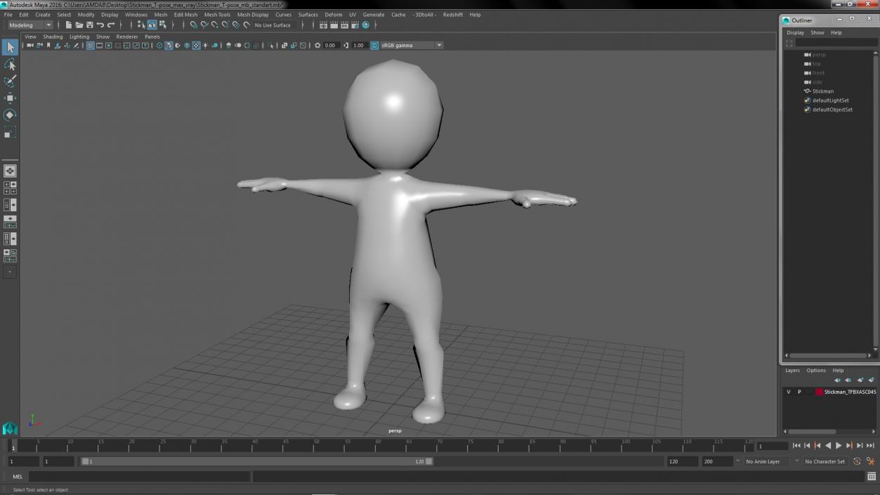 3D model Stickman T-pose