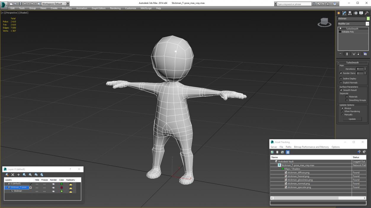 3D model Stickman T-pose