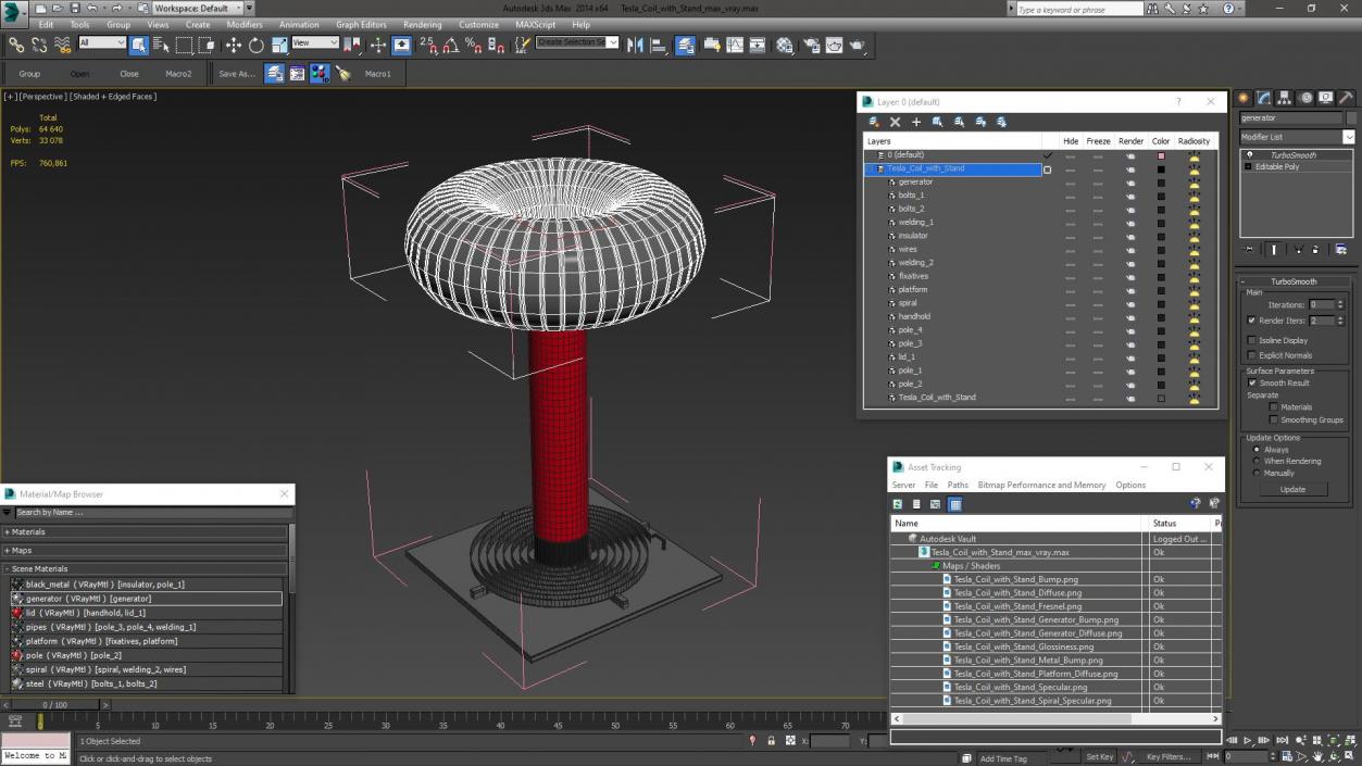 3D Tesla Coil with Stand