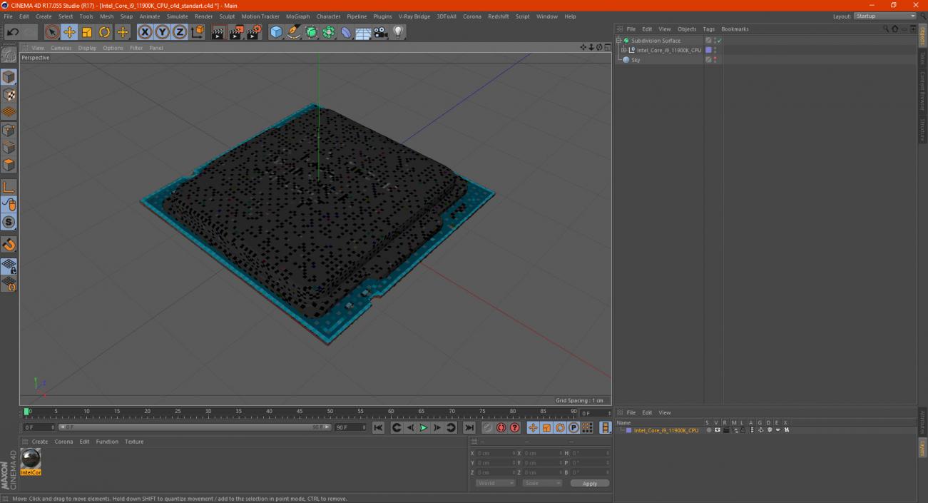 Intel Core i9 11900K CPU 3D model