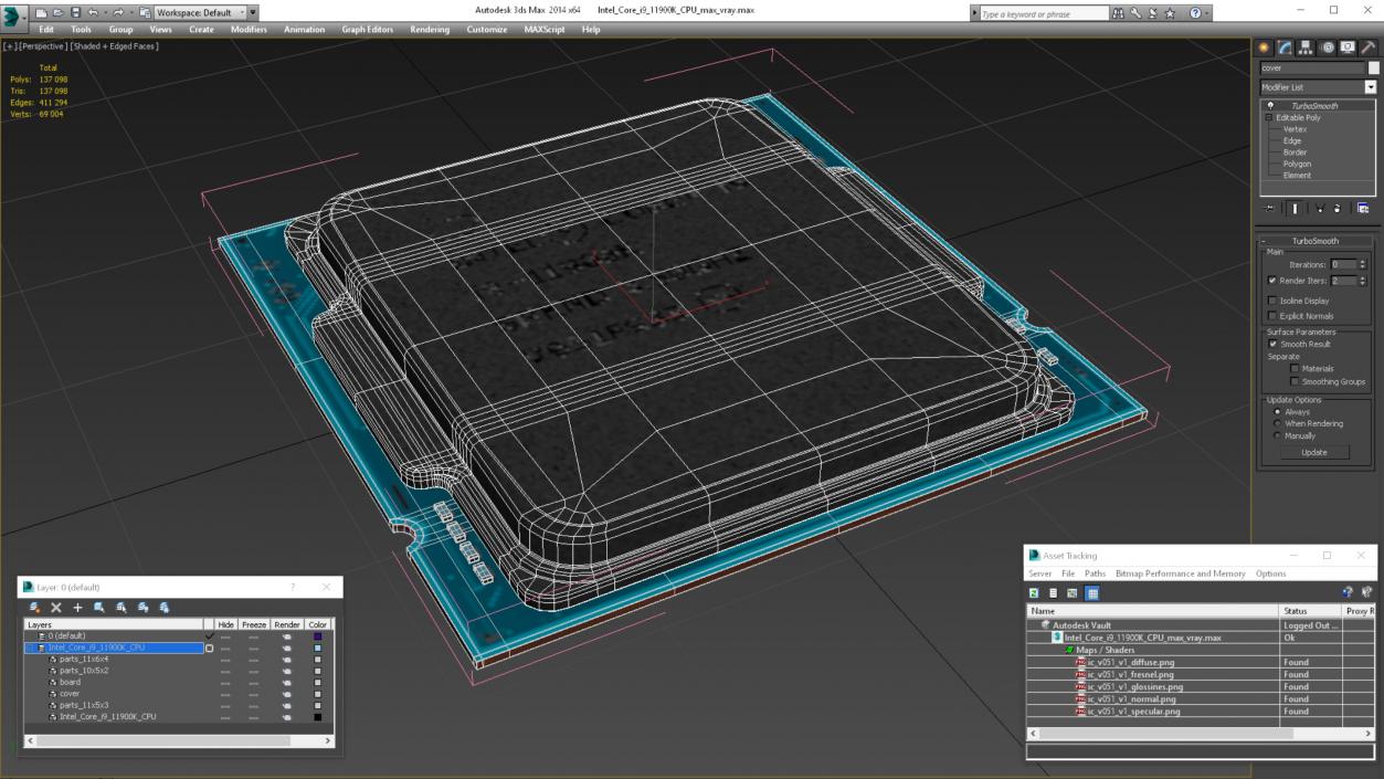 Intel Core i9 11900K CPU 3D model