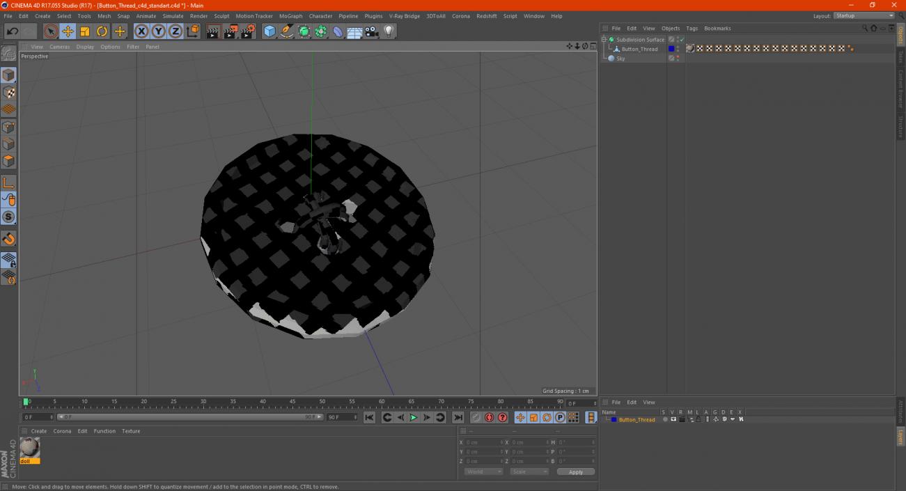 3D Button Thread model