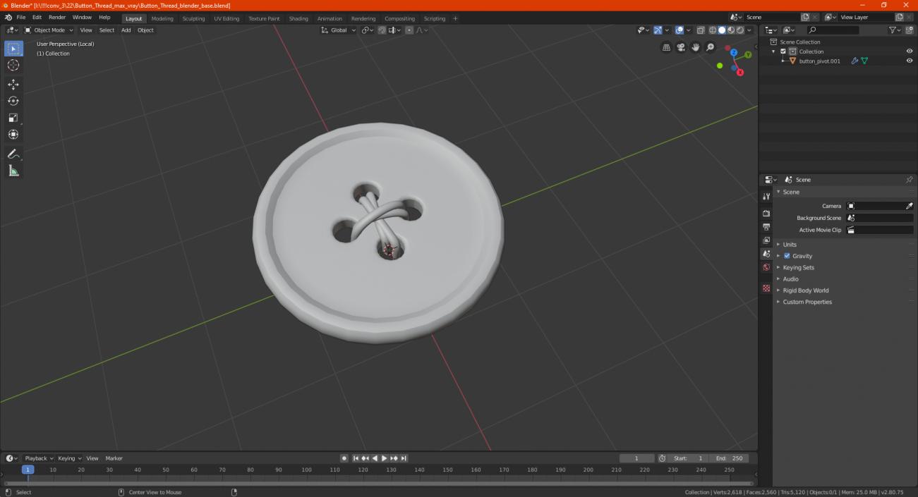 3D Button Thread model