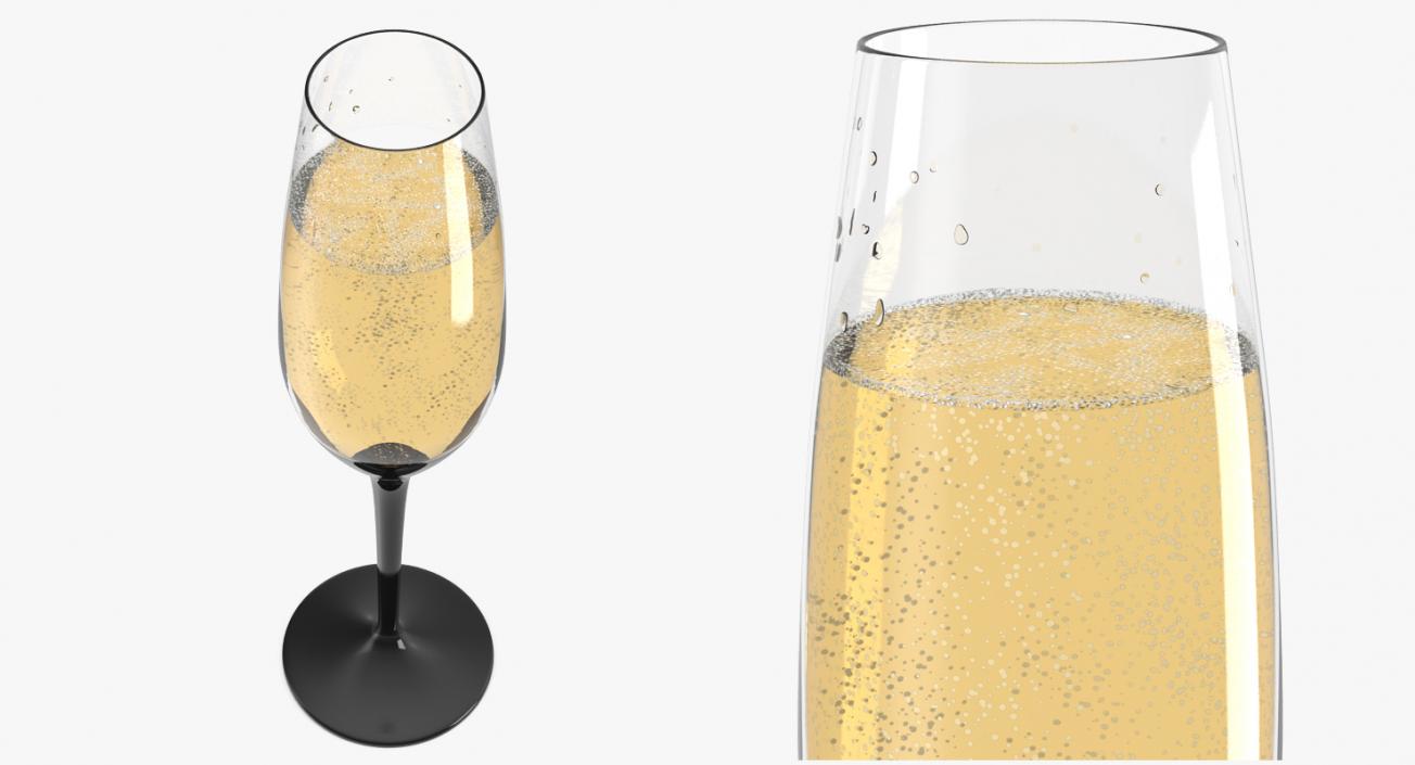 Closed Champagne Bottle With Glass 3D model