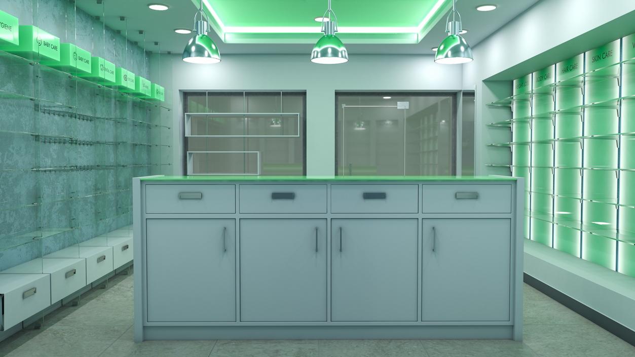 3D model Drug Store Interior Green