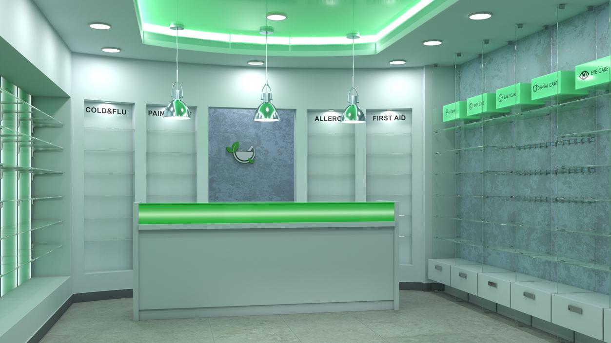 3D model Drug Store Interior Green