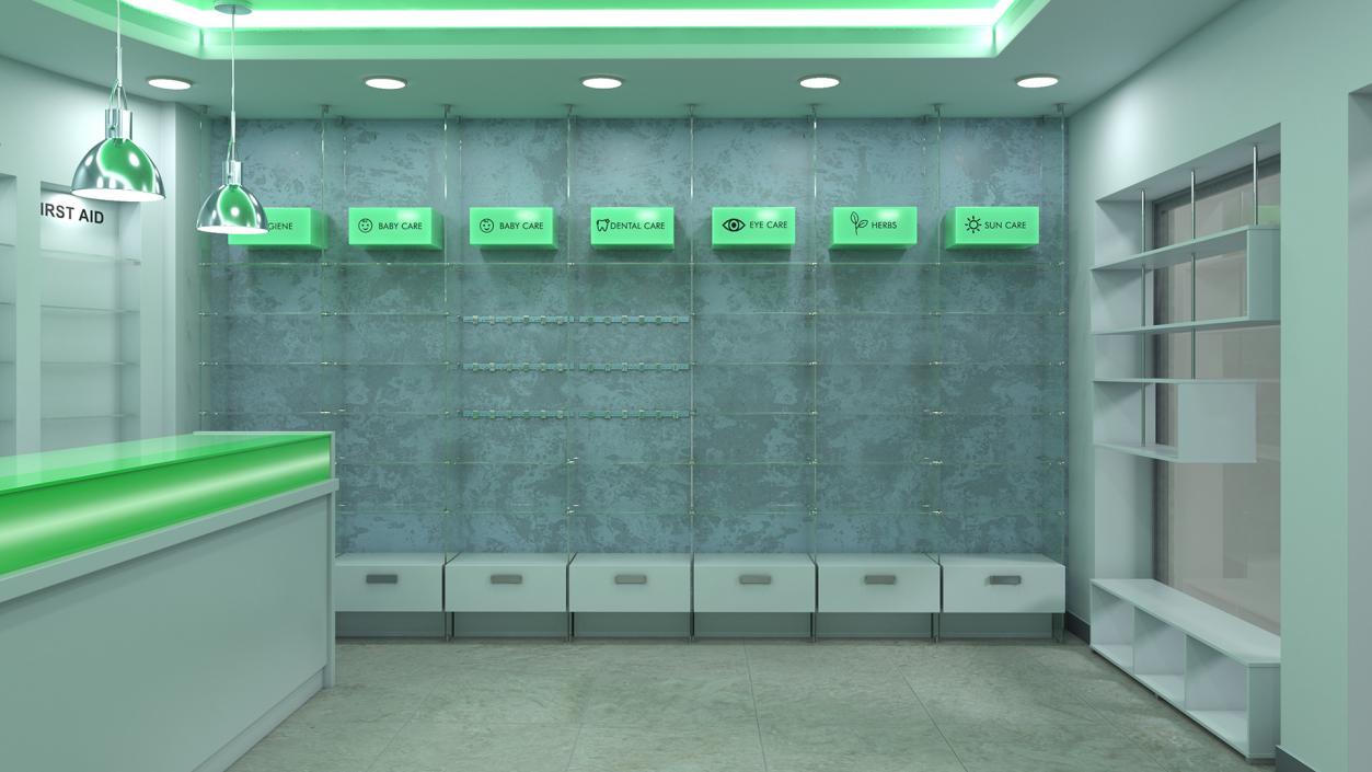 3D model Drug Store Interior Green