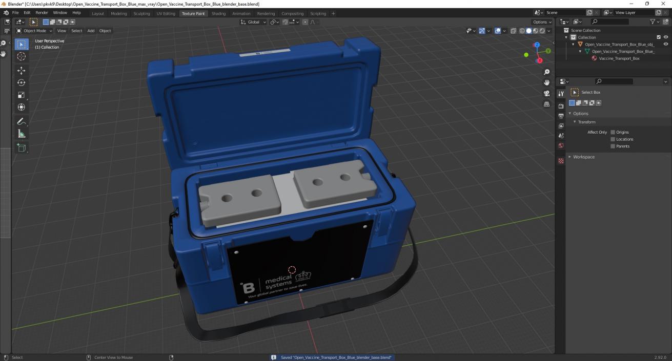 3D Open Vaccine Transport Box Blue