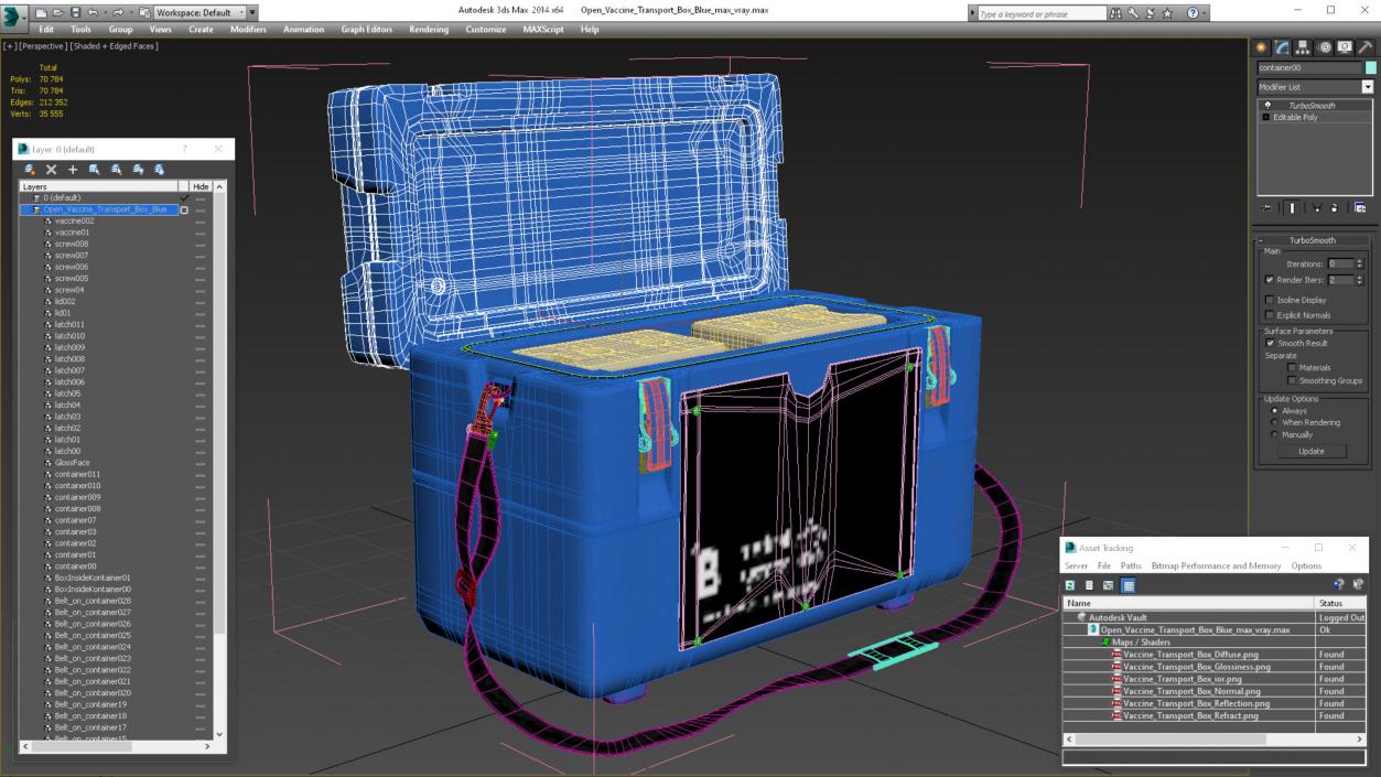 3D Open Vaccine Transport Box Blue