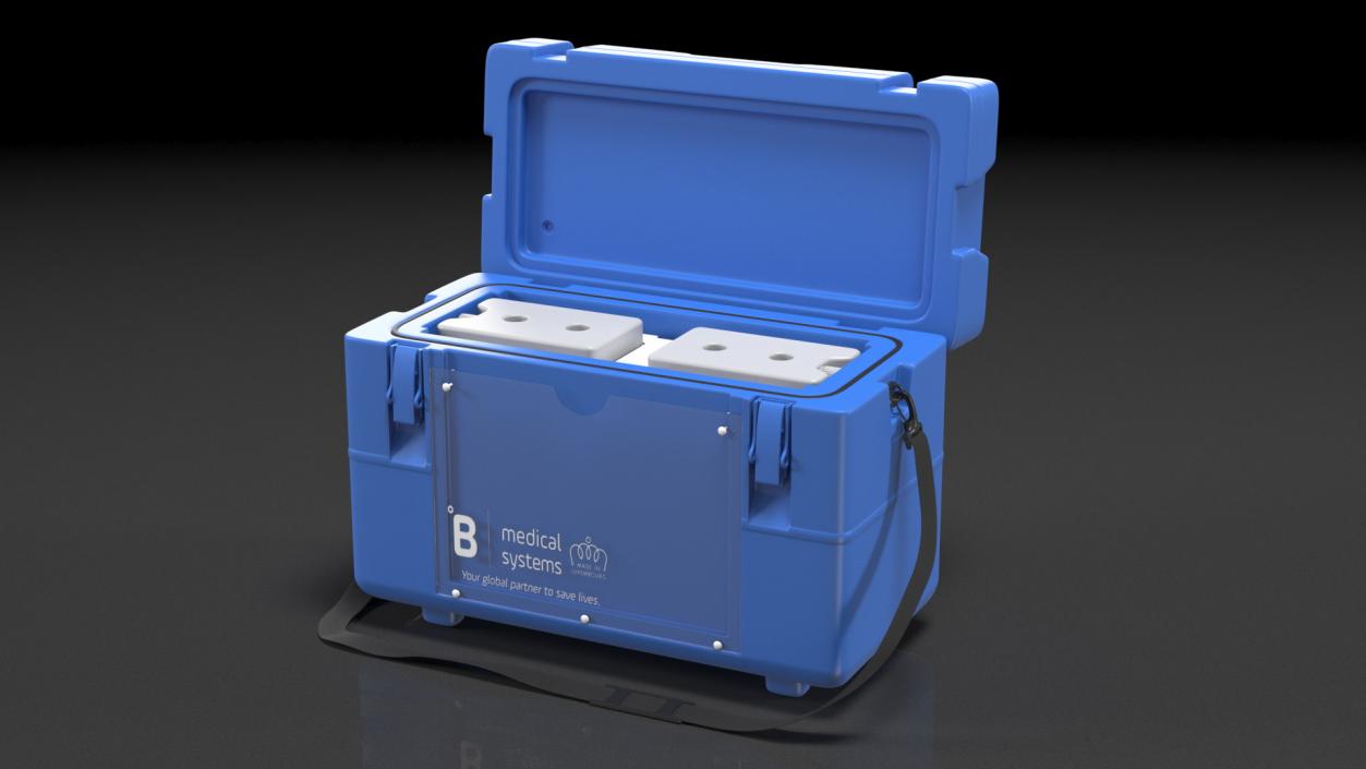 3D Open Vaccine Transport Box Blue