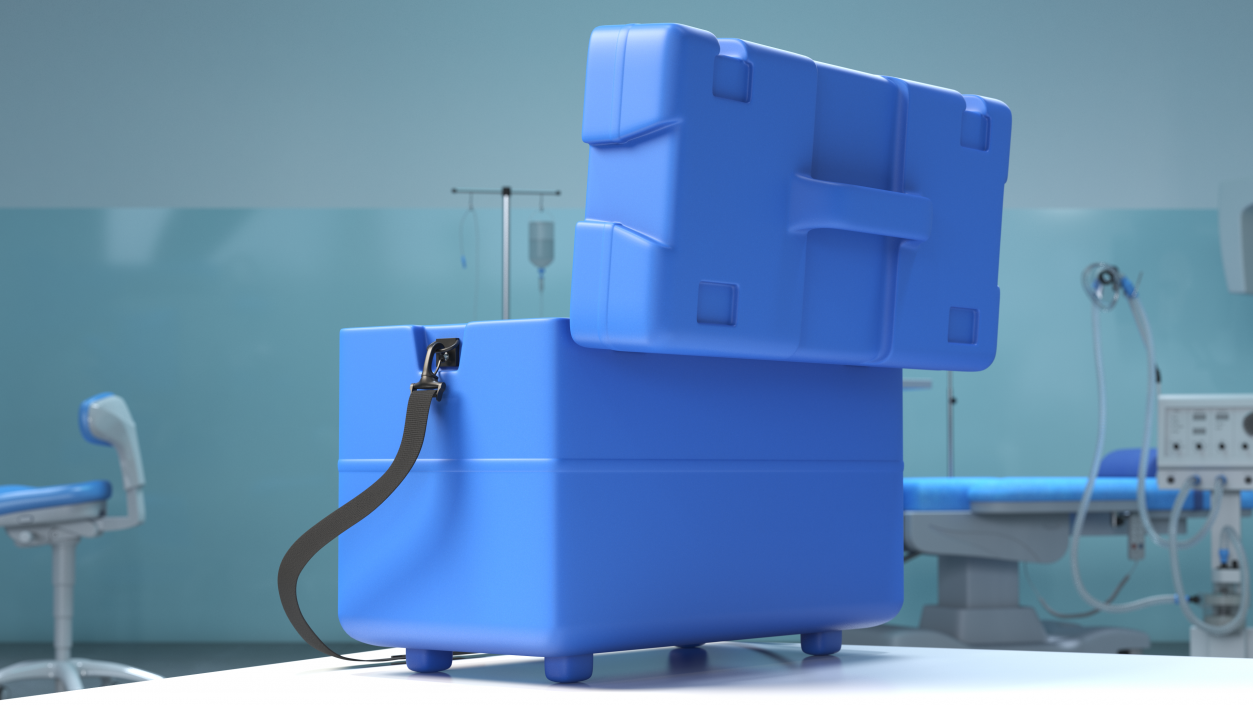 3D Open Vaccine Transport Box Blue