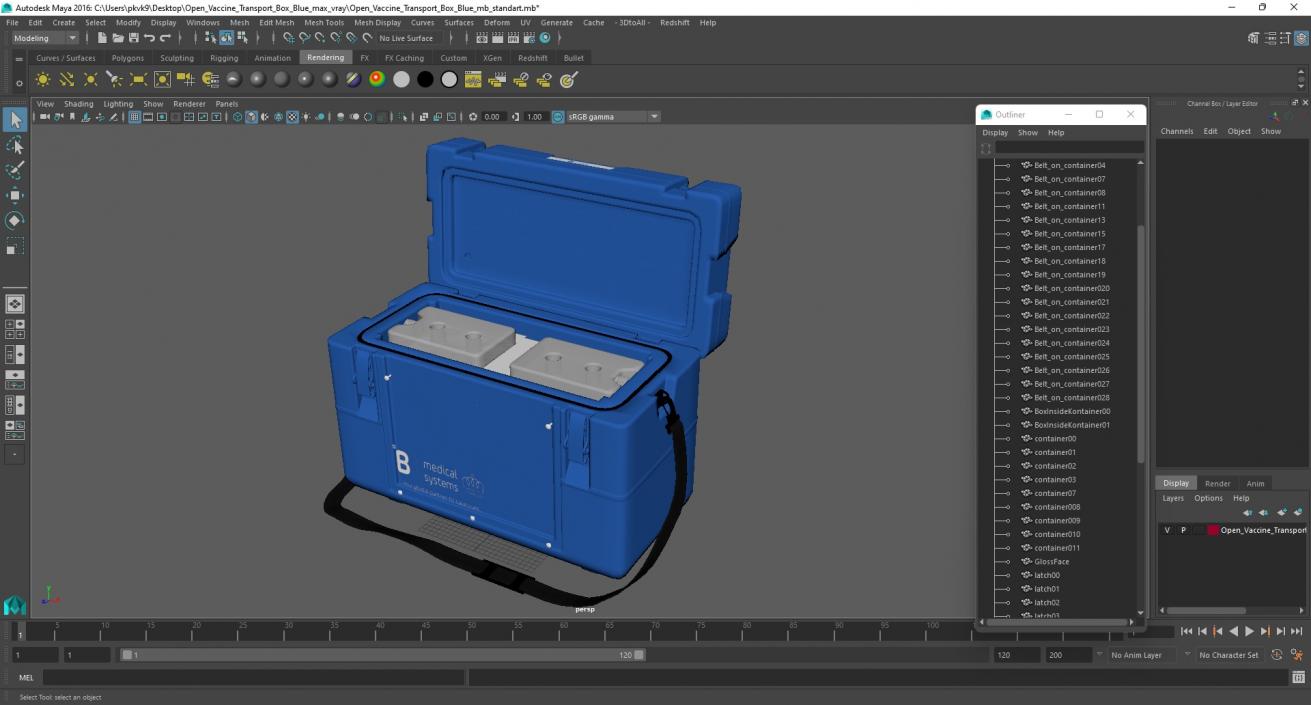 3D Open Vaccine Transport Box Blue