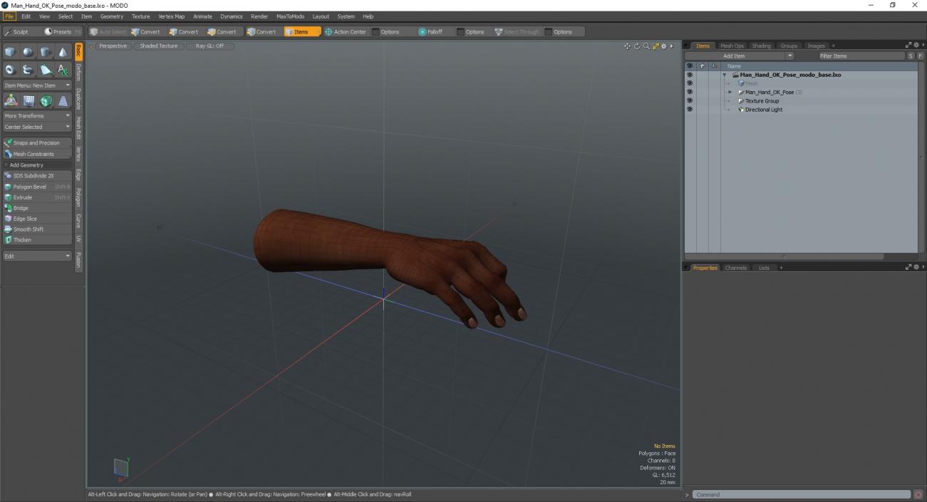 3D Man Hand OK Pose