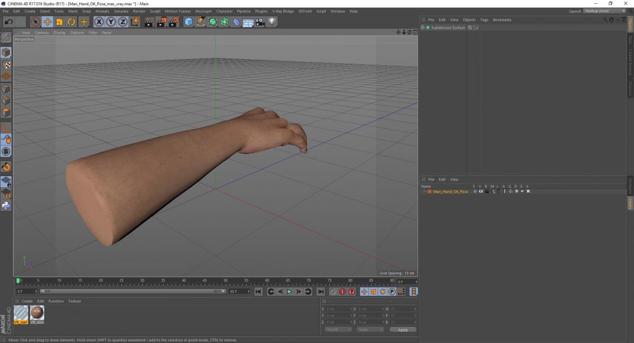 3D Man Hand OK Pose