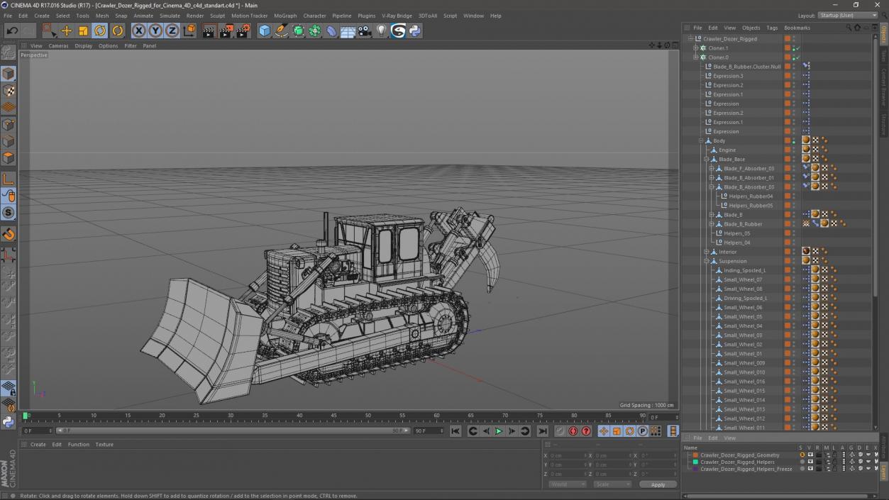 Crawler Dozer Rigged for Cinema 4D 3D model