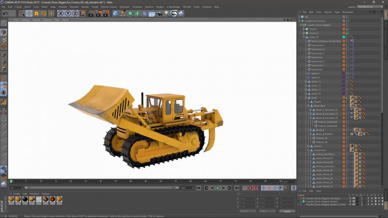 Crawler Dozer Rigged for Cinema 4D 3D model