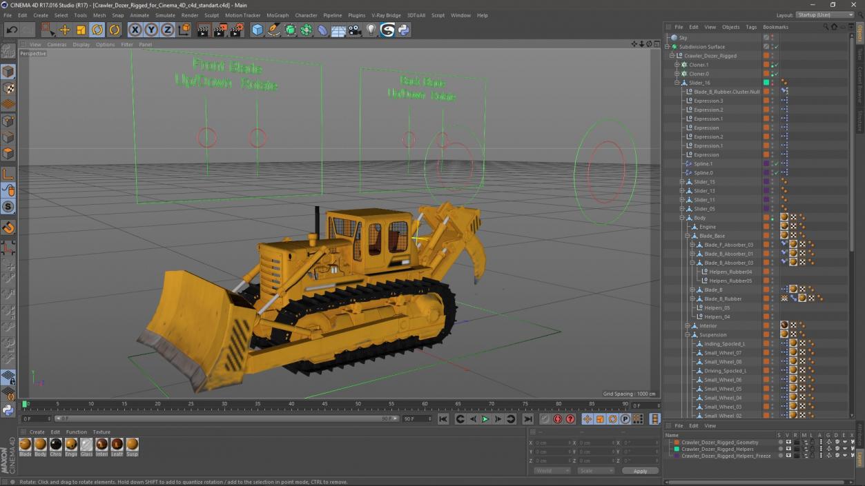 Crawler Dozer Rigged for Cinema 4D 3D model