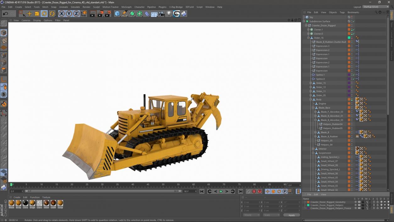 Crawler Dozer Rigged for Cinema 4D 3D model