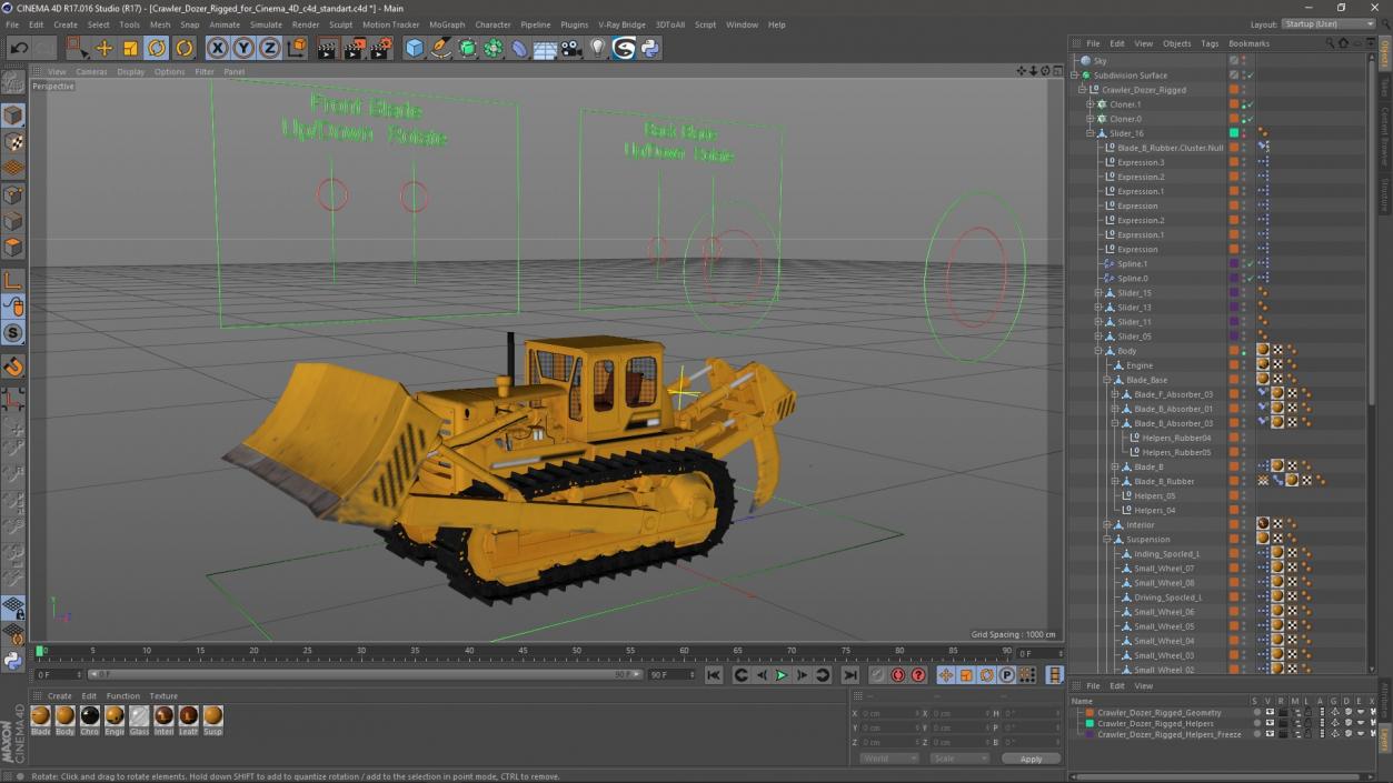 Crawler Dozer Rigged for Cinema 4D 3D model