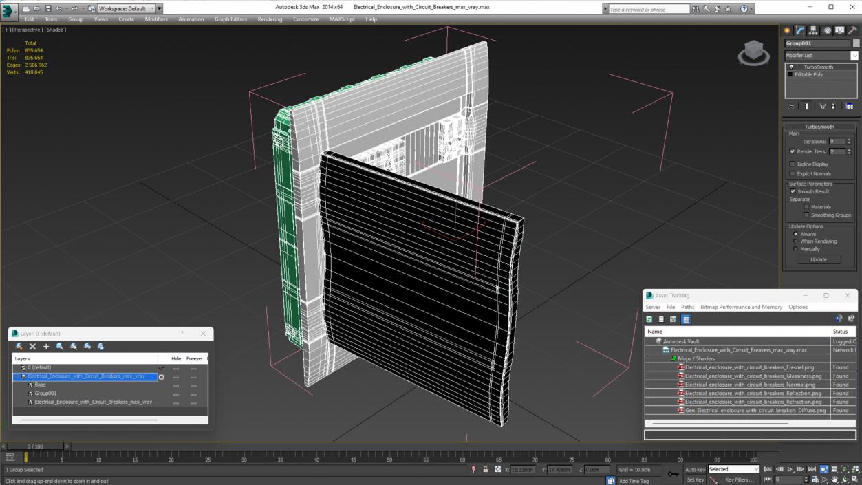 Electrical Enclosure with Circuit Breakers 3D