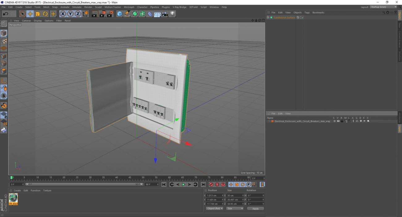 Electrical Enclosure with Circuit Breakers 3D